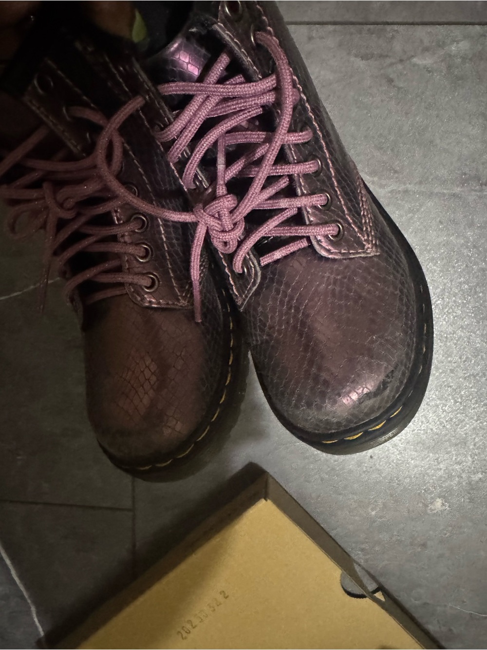 Dr. Martens Kids Metallic Purple Lace-Up Boots - Picture 3 of 5
